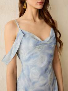 CielaLinda Đầm maxi dáng đuôi cá cổ đổ, cắt xéo, in hoa dành cho nữ, kiểu dáng lãng mạn. - Màu Hồng baby - Xem 6