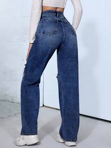 ICON Jeans desgarro de talle alto - Niebla azul - Ver 7