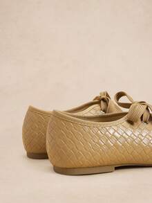 Rosivie Sepatu Flat Tenun Bertali Ujung Bulat Elegan Gaya Prancis untuk Wanita, Cocok untuk Natal. - Warna pasir basah - View 11