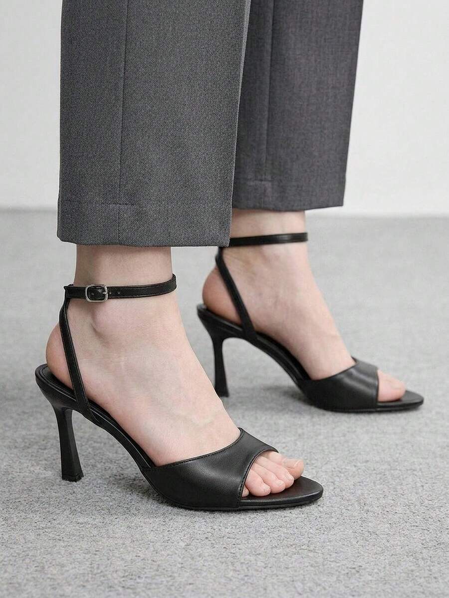 CUCCOO BIZCHIC Simple Round Toe With Stiletto Sandals, High Heels For Workplace Commuting Temperament Summer - List One Black - View 1