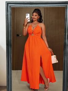 Maweii Plus Size Maxi Vacation Dress - Orange - View 7