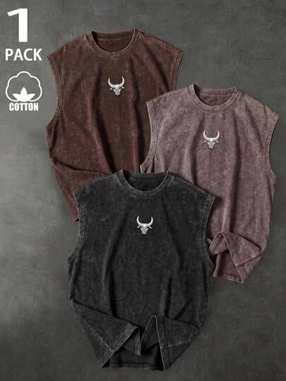Sport MetroGents Áo tank top thể thao nam cổ tròn không tay in họa tiết tối giản