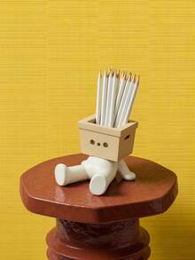 Joivida 1Pc Cute Slouchy Sitting Pen Holder, PLA 3D Creative Wooden Man Style Desk Organizer, Japanese Aesthetic Desk Decor, Cute Pen Cup Stationery Storage For Pens, Pencils, Makeup Brushes, Perfect Desk Accessory For Office, Home, School, Great Gift - multicolor - View 4