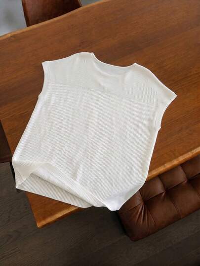 TOKVUE Men's Casual Everyday Commute Minimalist Solid Color Loose Knit Top, Summer