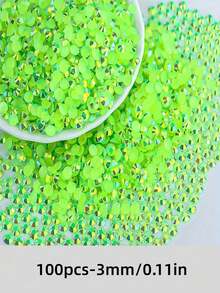 2000pcs 3-6mm Fluorescent Green Flat Resin Rhinestones, Round Jelly Gemstones For Making Accessories Shoes, Clothes, Cosmetics, Bags, Decoration - Fluorescent green - View 9
