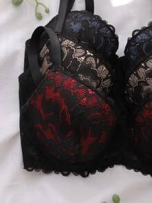 SHEIN 3pcs Sexy Lace Patchwork Women's Lingerie Set - Multicolor - View 7