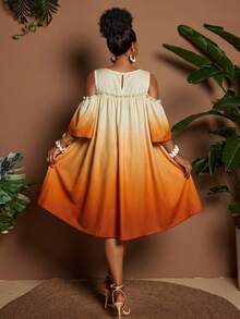 Maweii Summer Off-Shoulder Round Neck Cartoon Floral Casual Vacation Dress - Multicolor - View 2