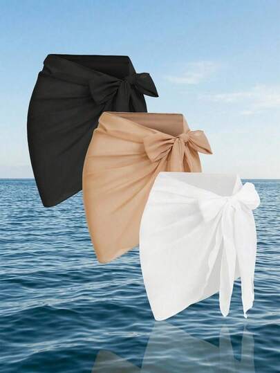 Swim Vcay Plus Size Women Chiffon Casual Vacation Beach Cover-Up & Skirt Set