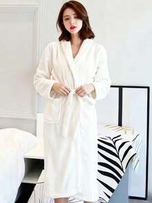 1pc Men's Bathrobe Robe Home Robe Bathrobe Nightgown Men And Women Women's Extras Bathrobe Bath Wash Leisure Home Folk Massage Shop Beauty Salon Self-Use Gift - Multicolor - View 1