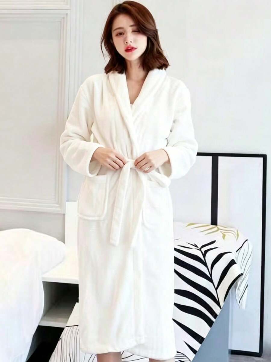 1pc Men's Bathrobe Robe Home Robe Bathrobe Nightgown Men And Women Women's Extras Bathrobe Bath Wash Leisure Home Folk Massage Shop Beauty Salon Self-Use Gift - Multicolor - View 1