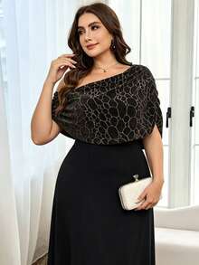 Modelyn Vestido ajustado de punto con estampado de leopardo negro y parches, talla grande y elegante - Negro - Ver 3