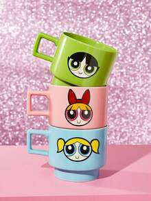 THE POWERPUFF GIRLS X SHEIN 1 12.68oz/375ml 可堆疊卡通印花馬克杯，耐冷耐熱，可用於微波爐和洗碗機，適用於水、牛奶、果汁、咖啡、Blossom、Bubbles、Buttercup、Mojo - 紫色 - 查看 2