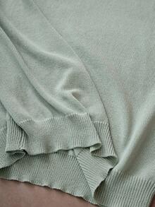 AKNOTIC Men's Casual Summer Vacation & Commute Solid Color Short Sleeve Knit Top, Father's Day Gifts - Mint Green - View 8
