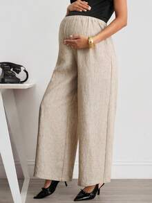 MaterniWear Khaki Adjustable Waist Straight Leg Pants For Maternity Wear, Suitable For Summer Commuting Fall - Khaki - View 4