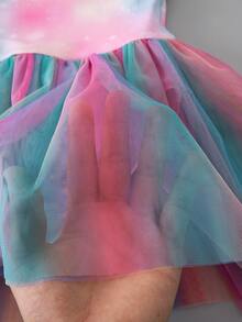 SHEIN Vestido sin mangas de malla de colores parchwork para niña, verano - Multicolor - Ver 4