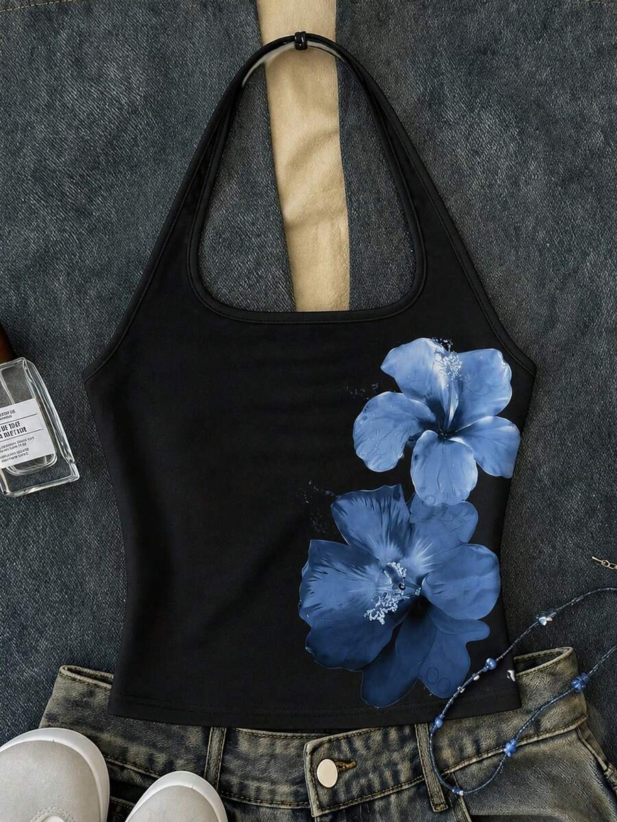 SHEIN 少女白色长款休闲露背吊带背心,修身夏季款 - 白色 - 查看 1