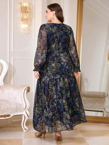 Reflora Vestido casual de fiesta con estampado floral para mujer de talla grande - Multicolor - Ver 3