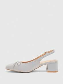 CUCCOO BIZCHIC 女款時尚經典蝴蝶結平底鞋，適合上班約會派對度假，厚底蝴蝶結高跟鞋聖誕春季鞋 - 淺灰色 - 查看 7