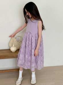 DAZY Girls Sleeveless Round Neck Dress, Tween Girl Fall Clothes - Purple - View 3