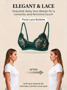 Seduluxe 1pc Lace Women's Bra - Dark Green - View 5