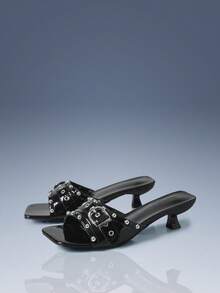 CUCCOO GRLICON Tacones altos con hebillas de pinchos para mujer - Negro - Ver 2