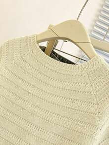 Franclia New Arrival Niche Design Striped Round Neck Distinctive Versatile Slim Fit Cardigan For Women - Apricot - View 6