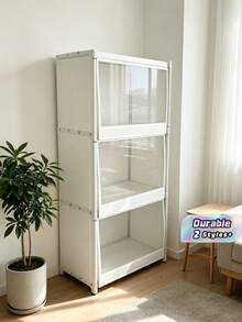 1pc Dustproof Storage Cabinet With Lid, Wardrobe, Bookcase, Storage Rack, Improves Space, Stable And Stylish, Easy To Assemble And Disassemble, Portable, Suitable For Living Room, Bedroom, Entrance, Office, Home, Multi-Layer Storage, Holiday Gift, Christmas Gift, Gift - Multicolor - View 1