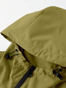 Manfinity Homme Men's Jacket And Coat, Long Sleeve Hooded Zipper Fashionable, Suitable For Summer - Khaki - View 6