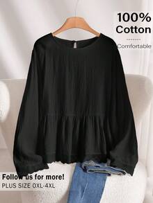 CosyJoli Plus Size Women Lace Trim Blouse, White Casual Top, Spring/Summer - Black - View 4