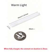 1 pieza Luz de gabinete con sensor de movimiento LED, luz nocturna recargable por USB magnética (10/20/30/50cm) para iluminación en cocina, dormitorio, gabinete, armario, escaleras, pasillo - Blanco - Ver 11
