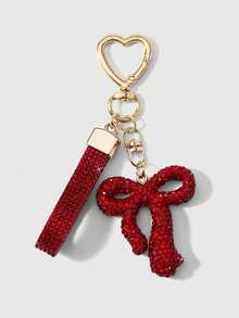 ROMWE Kawaii 1 Ins Sweet And Versatile Multi-Color Shiny Soft Ceramic Rhinestone Colorful Bow Nylon Wristband DIY Love Keychain Bag Pendant Pendant, Holiday Gift - Multicolor-9 - View 7