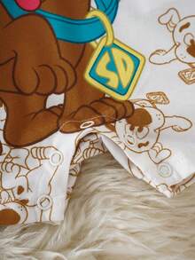 SCOOBY-DOO X SHEIN 男婴卡通印花短袖Polo领连体衣 - 棕色 - 查看 7