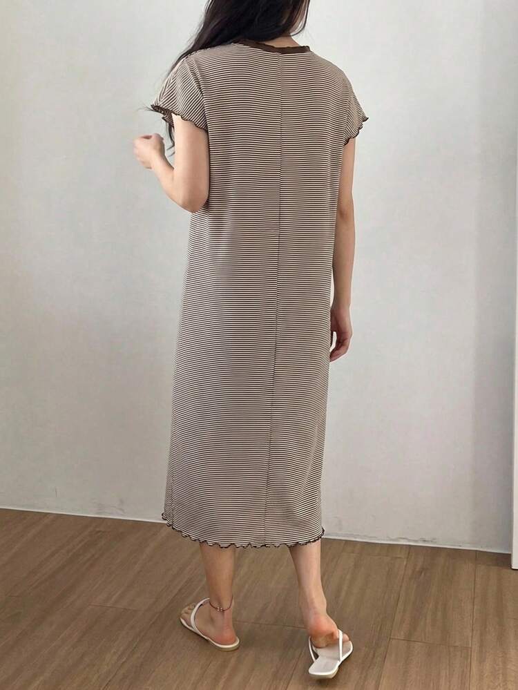 Women's Striped Casual Everyday Loungewear Dress