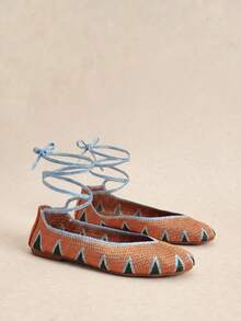 Rosivie Women's Crochet Effect Multi-Color Splicing Fashion Ankle Strap Round Toe Flat Shoes, Vacation Leisure Comfortable And Versatile - Camel - View 9