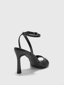 CUCCOO BIZCHIC Simple Round Toe With Stiletto Sandals, High Heels For Workplace Commuting Temperament Summer - Stone black - View 6