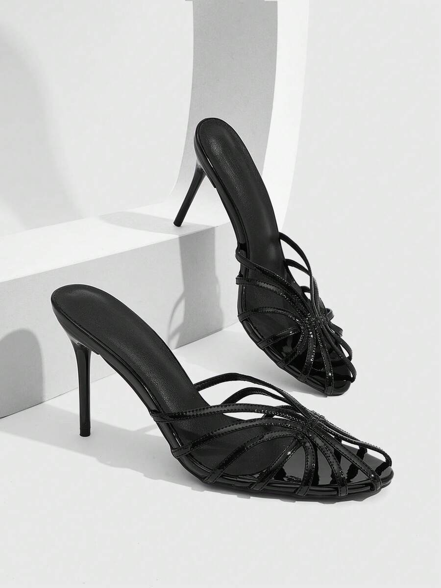 CUCCOO SZL Women's Fashion Pointed High-Heeled Sandals, Summer - Black - View 1