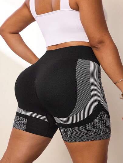 Seamluxe SHEIN Sport Plus Size Women Seamless Elastic Waist Sports Shorts