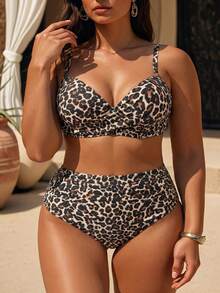 Swim Lushoire Conjunto de bikini tankini de talla de unicolor con recogido para la playa de verano - Multicolor - Ver 8