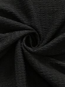 Solflare Vestido casual de verano de manga corta con cuello en V y fruncido, talla grande, color negro - Negro - Ver 9