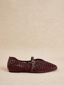 Rosivie Women Casual Versatile Commuter Hollow Embroidery Flats - Burgundy 3 - View 8