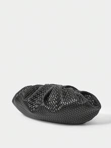 SHECARRY Ladies, Women Clutch, Black, Woven Embossed Faux Leather, Fashionable, Elegant, Simple, Personalized, Versatile, Classic, For Commute, Date, Purse - Black - View 2