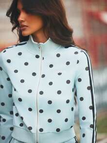 MISSGUIDED MSGD 波点短款拉链卫衣 高领运动风长袖罗纹下摆 - 藍色 - 查看 2