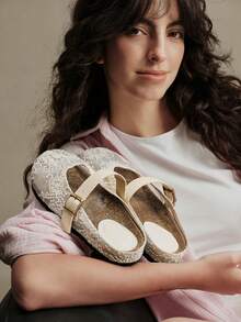 Solecia Women's Slip-On Thick Soled Mule Loafers, Casual Spring/Autumn Shoes For Christmas - Mesh apricot - View 3