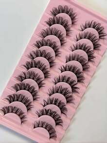 10 Pairs D Curl Russian Strip Lashes Cat Eye Fluffy Faux Mink Lashes 3D False Eyelashes Russian Volume Eyelashes Dramatic Wispy Long Foxy Eye Lifting Look Eyelashes Strip Lashes,Lashes,Eyelashes,Fake Lashes - Multicolor - View 7