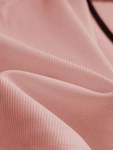 Franclia Women's Soft Ribbed Knit Halter Neck Top & Contrast Trim Shorts Elegant 2-Piece Set,Pink Checkered,Summer,Brunch Vacation Beach Wear - Pink - View 4