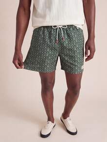 Zalmeno Men's Drawstring Bohemian Print Beach Pants,Hawaiian - Army Green - View 1