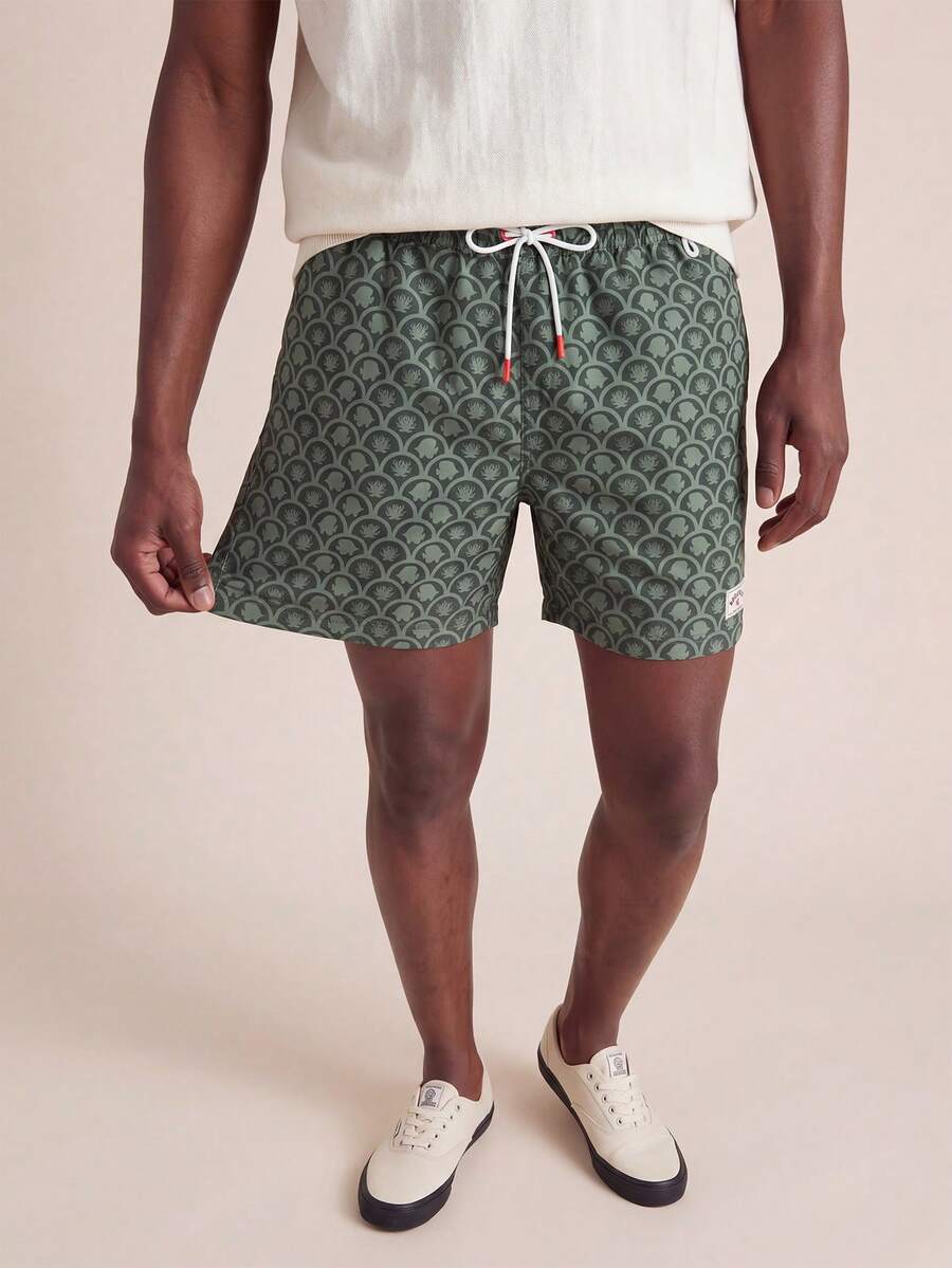 Zalmeno Men's Drawstring Bohemian Print Beach Pants,Hawaiian - Army Green - View 1