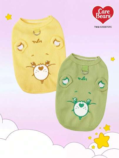 Care Bears X PETSIN 1pc Cat/Dog Wearing Lightweight Vest, Cute And Comfortable Embroidered Love Teddy Bear Top Pet Clothes