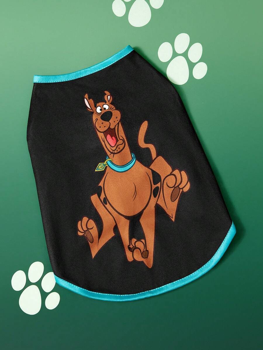 SCOOBY-DOO X SHEIN 1 Piece Of Cartoon Pattern Printed Pet Vest, Cat Clothes, Dog Clothes, Size XXS-XXXXL, Extra Small, Extra Large, - Black - View 1