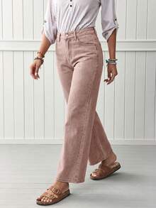 EMERY ROSE Jeans de mezclilla casuales de unicolor para mujer - Marrón Mocha - Ver 5